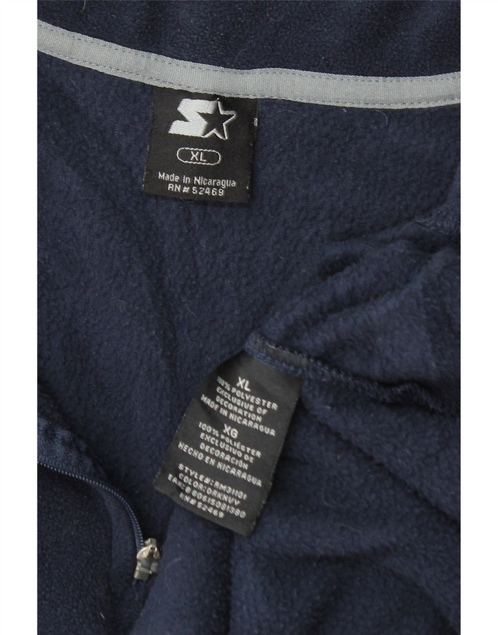 STARTER Mens Zip Neck Fleece Jumper XL Navy Blue Polyester Vintage Starter and Second-Hand Starter from Messina Hembry 