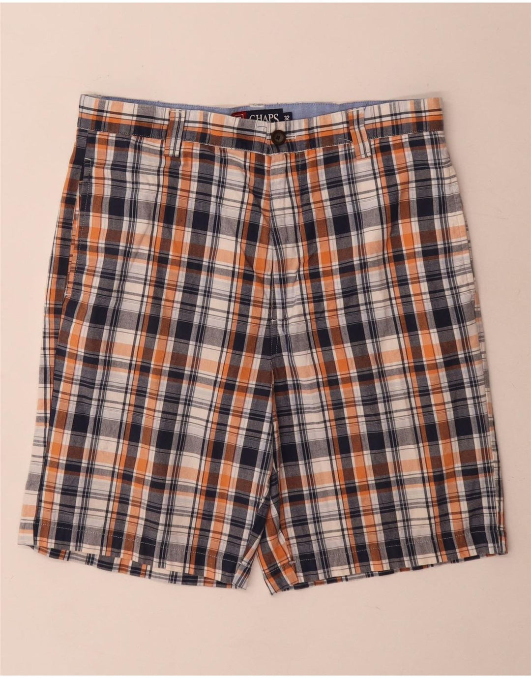 Chaps Herre Chino Shorts W32 Medium Navy Blue Check