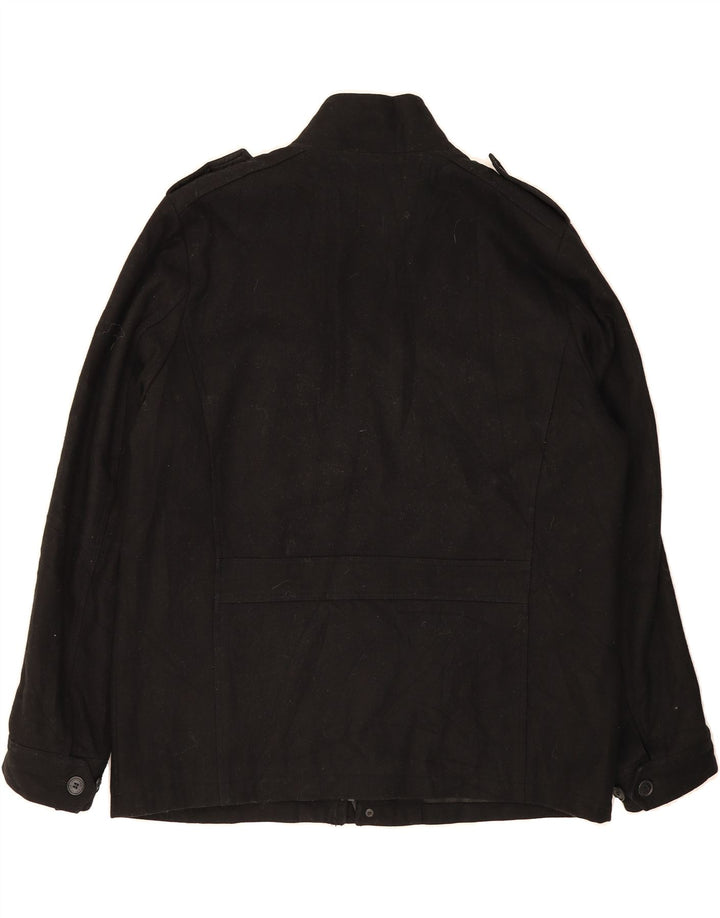 DOCKERS Mens Military Jacket UK 42 XL Black Wool Vintage Dockers and Second-Hand Dockers from Messina Hembry 