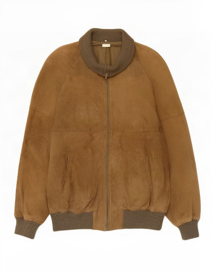 Vintage Herre Bomber Ruskindsjakke UK 38 Medium Beige