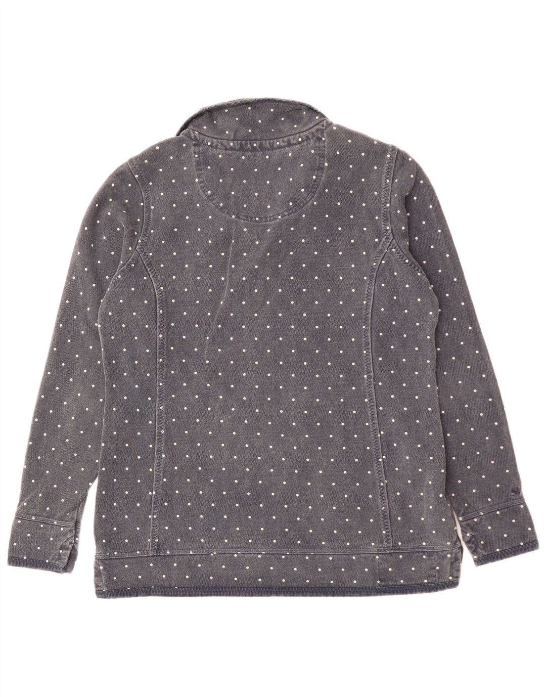 Fat Face Dame Zip Neck Sweatshirt Jumper UK 14 Large Navy Blue Spotted