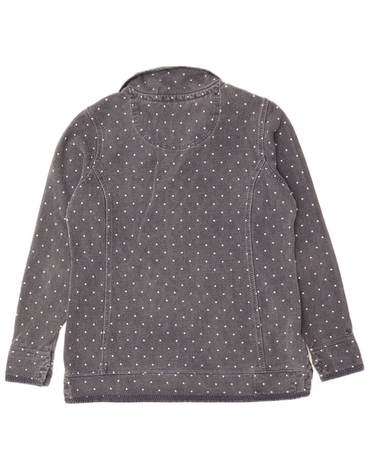 Fat Face Dame Zip Neck Sweatshirt Jumper UK 14 Large Navy Blue Spotted