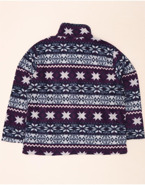 VINTAGE Dame Fleecejakke UK 22 3XL Purple Fair Isle Viscose