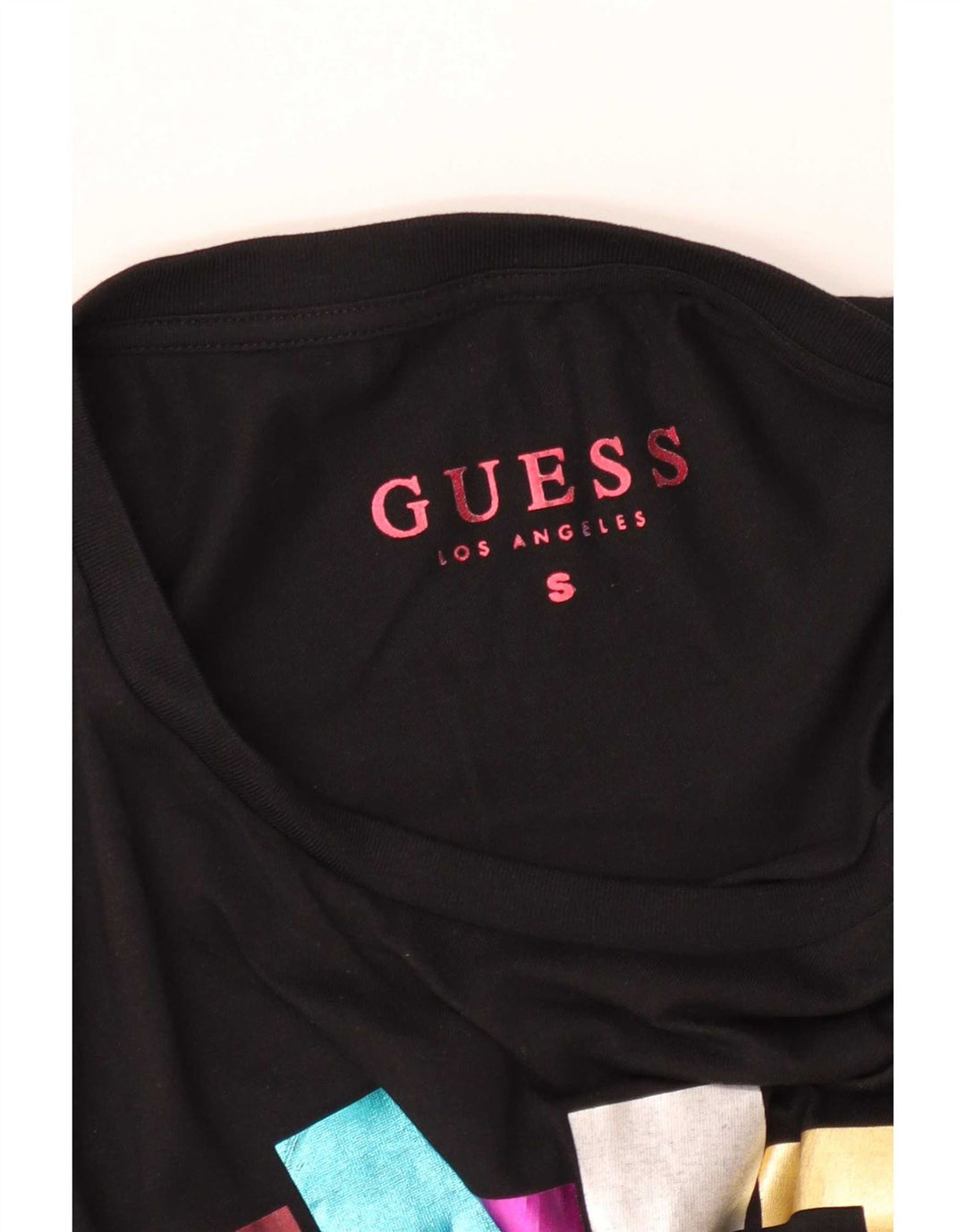 Guess Graphic T-Shirt Top UK 10 Small Black