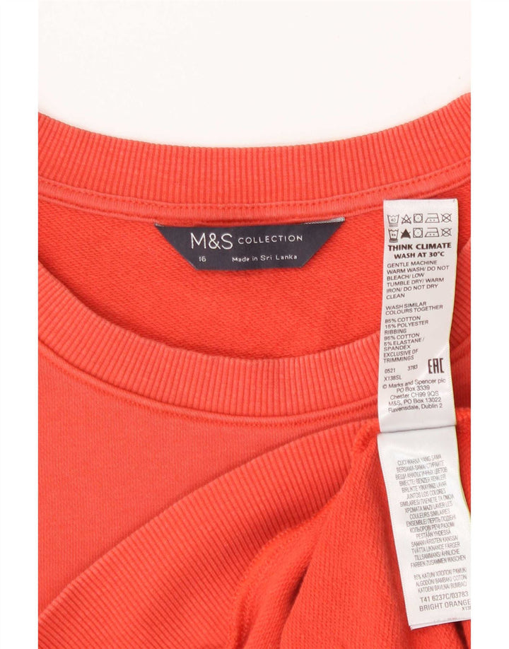 Marks & Spencer Dame Sweatshirt Jumper UK 16 Stor Rød Bomuld