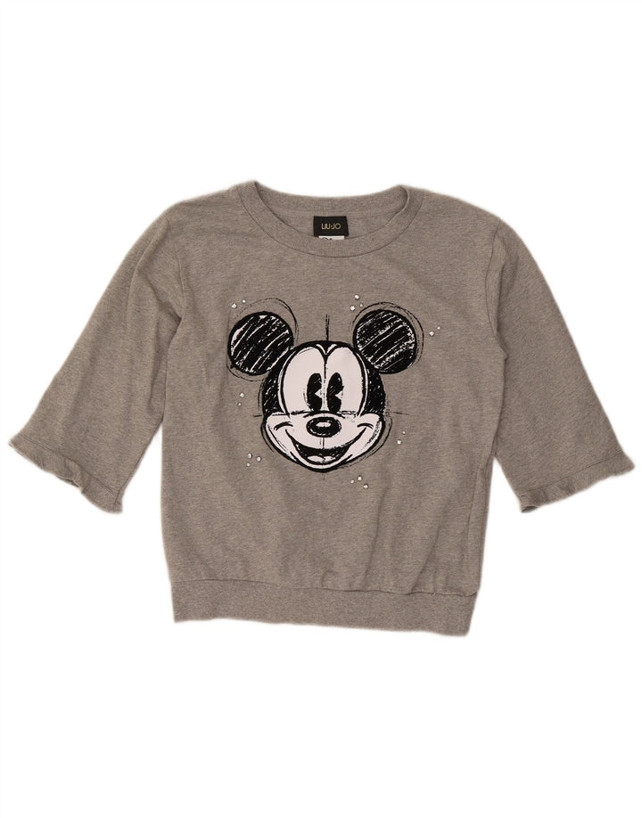 Liu Jo Dame Mickey Mouse grafisk sweatshirt Jumper IT 38 XS Grå Flecked