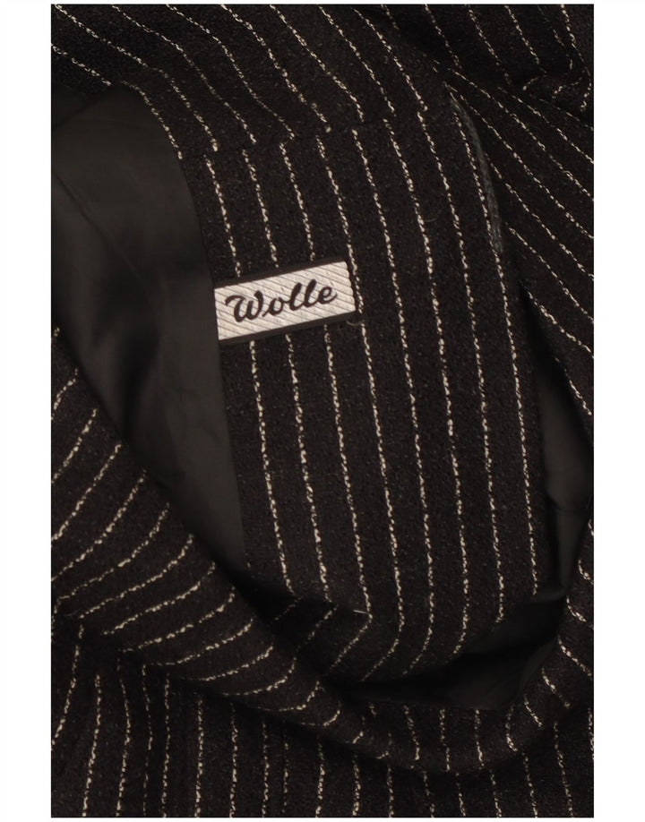 Vintage Dame Dobbeltradet Frakke UK 8 Small Black Pinstripe