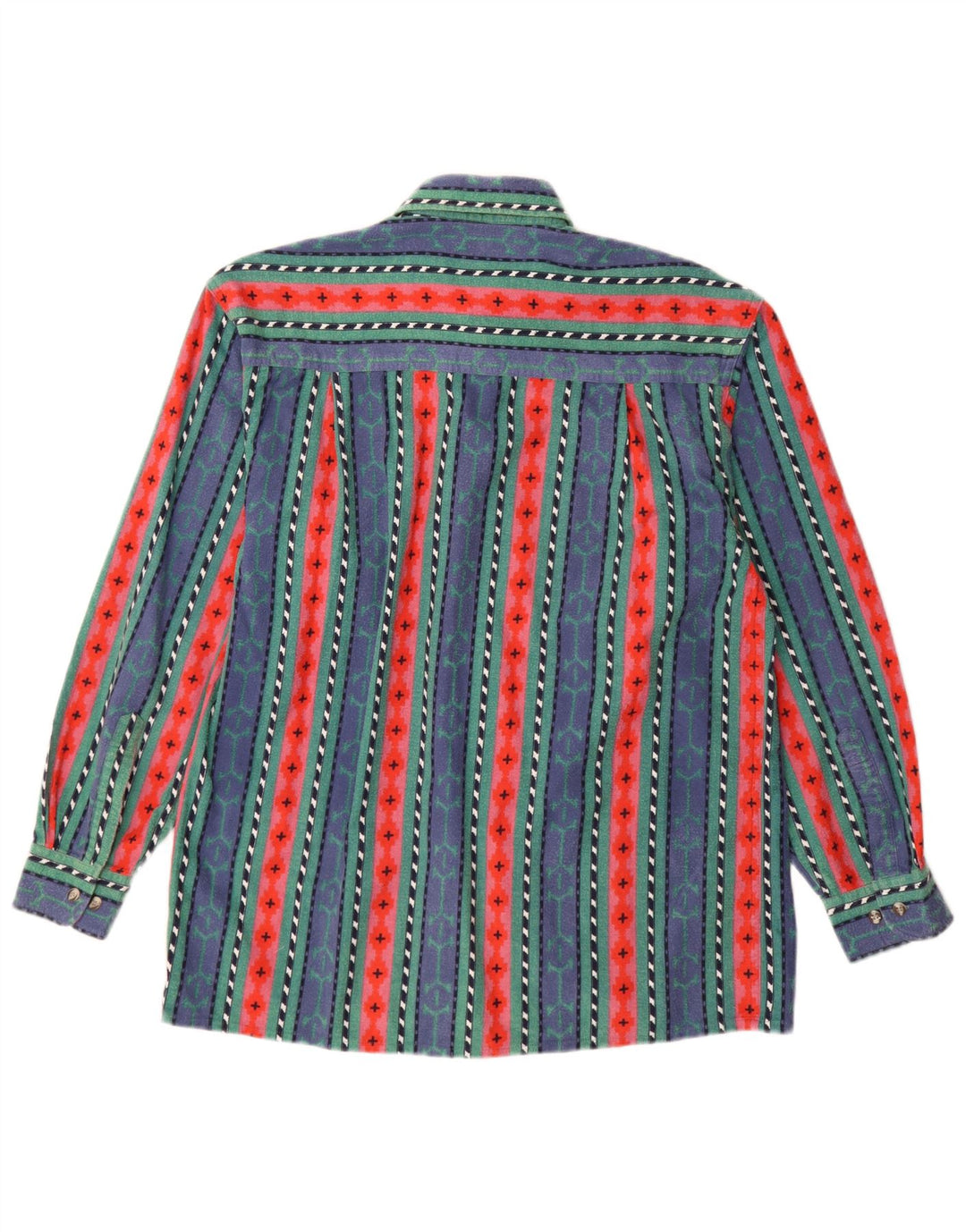 VINTAGE Flanelskjorte til mænd Størrelse 38 Mellemblå stribet bomuld