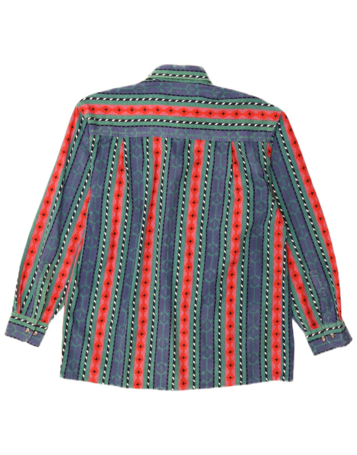 VINTAGE Flanelskjorte til mænd Størrelse 38 Mellemblå stribet bomuld