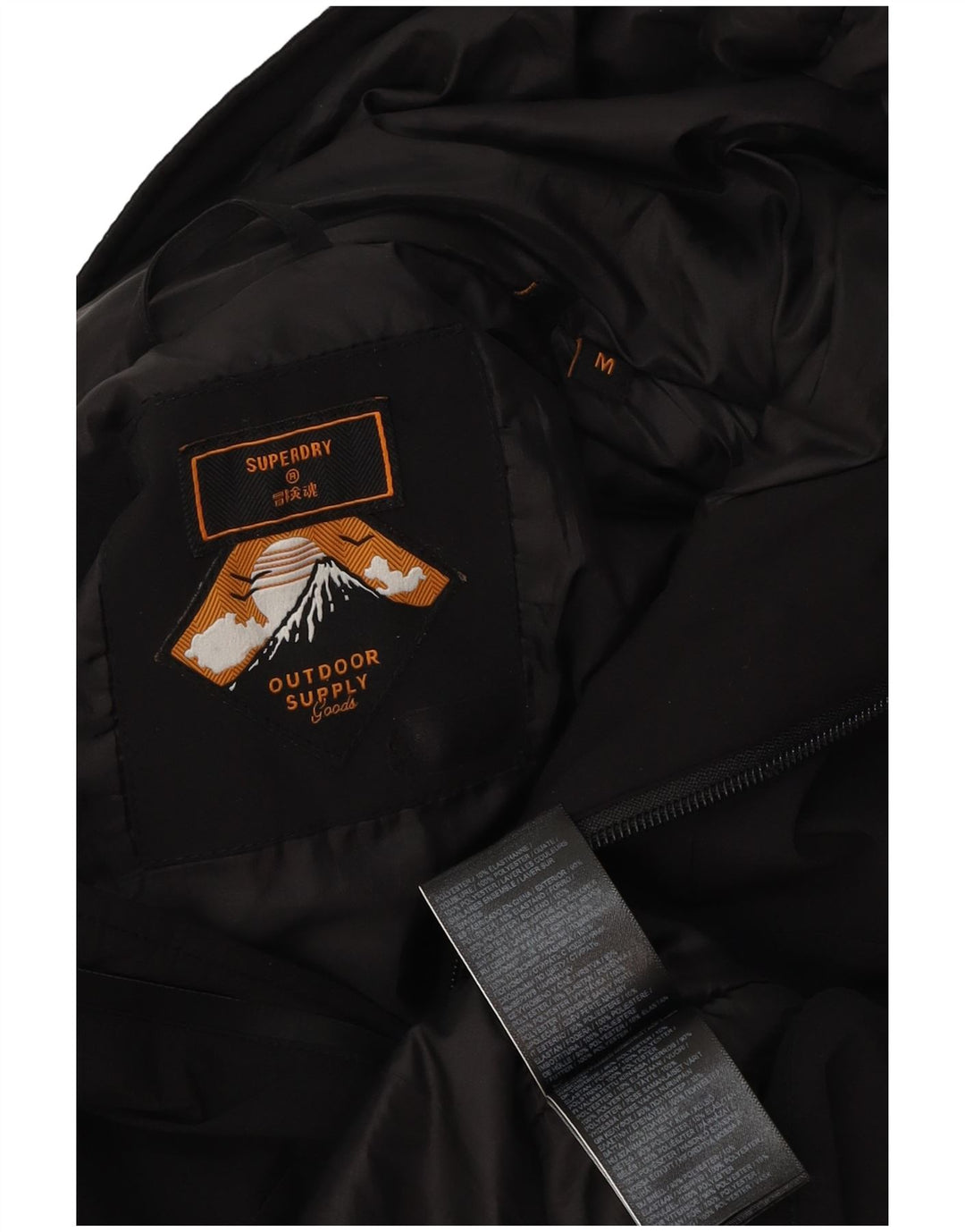Superdry Windbreaker-jakke med hætte til mænd UK 38 Medium Black Polyester