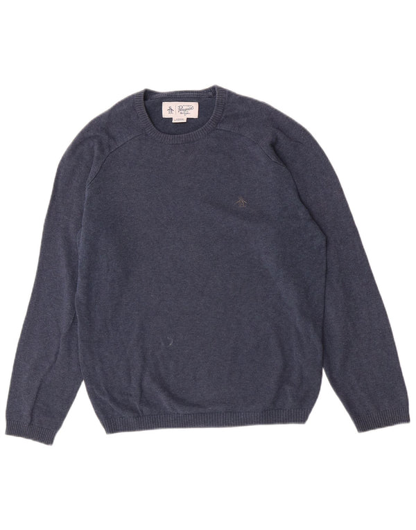 Penguin Herre Crew Neck Jumper Sweater lille blå bomuld