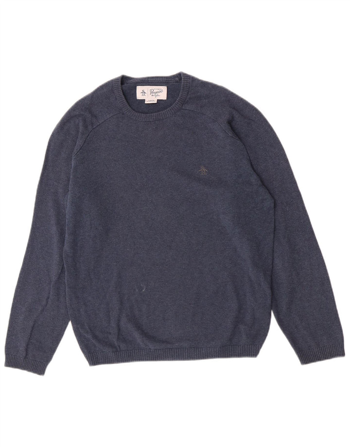 Penguin Herre Crew Neck Jumper Sweater lille blå bomuld