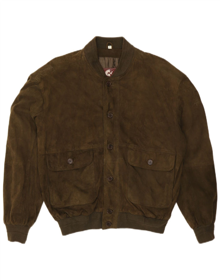 Vintage herre ruskind bomberjakke IT 52 XL brunt læder