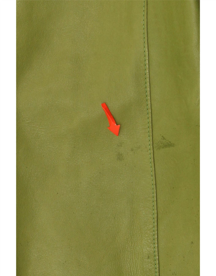 Enrico Mandelli Dame 4-knaps læder blazerjakke UK 14 Medium Grøn