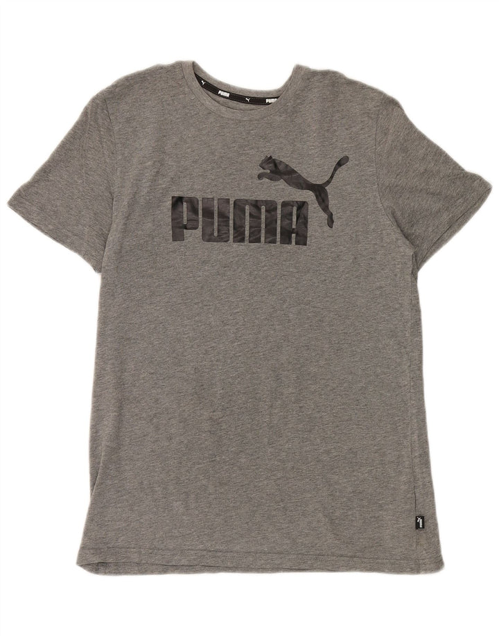 PUMA Boys Graphic T-Shirt Top 15-16 Years Grey Cotton