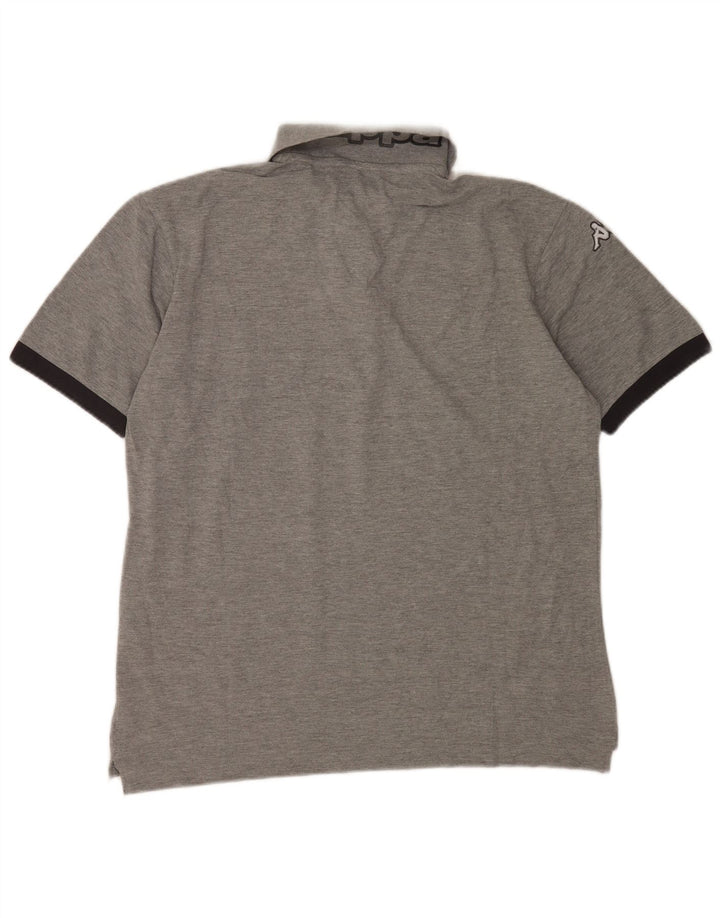 KAPPA Grafisk poloshirt til mænd, stor grå farveblok bomuld