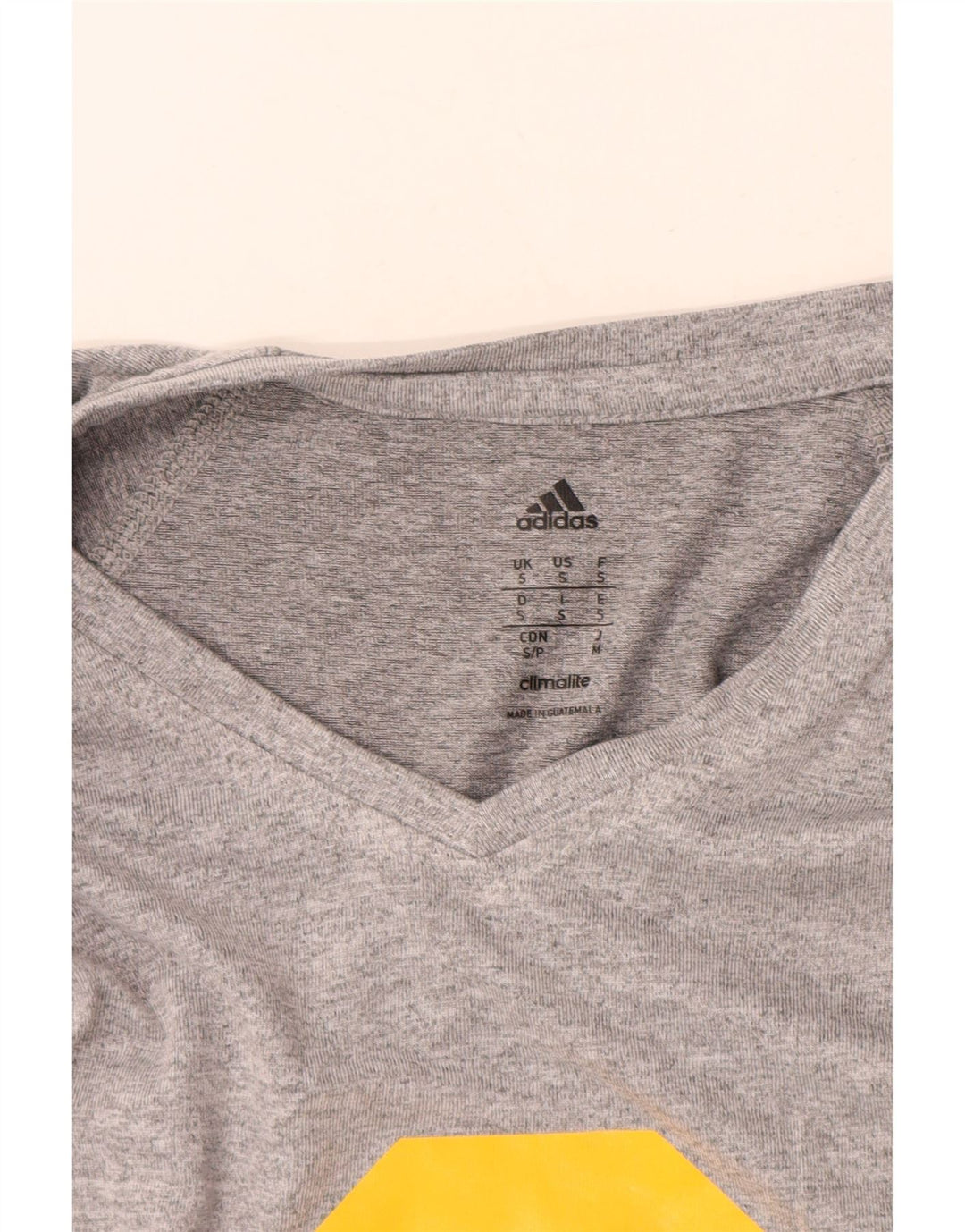 ADIDAS Dame Climalite Grafisk T-Shirt Top UK 10 Lille Grå Polyester