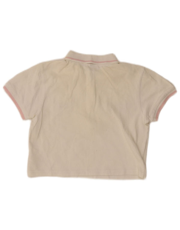 Ellesse Womens Graphic Crop Polo Shirt UK 6 XS Hvid Bomuld