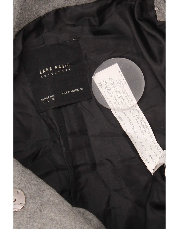 Zara Dame Hooded Windbreaker Jacket UK 14 Large Grå Akryl