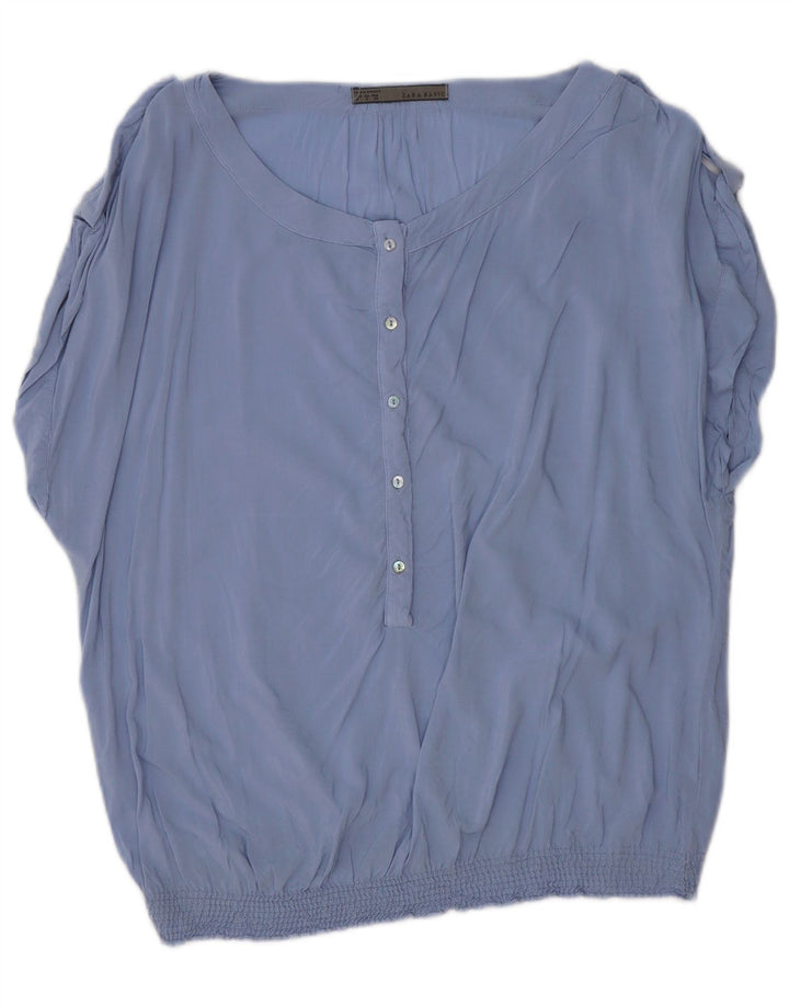 Zara Dame Oversized Bluse Top UK 10 Lille Blå