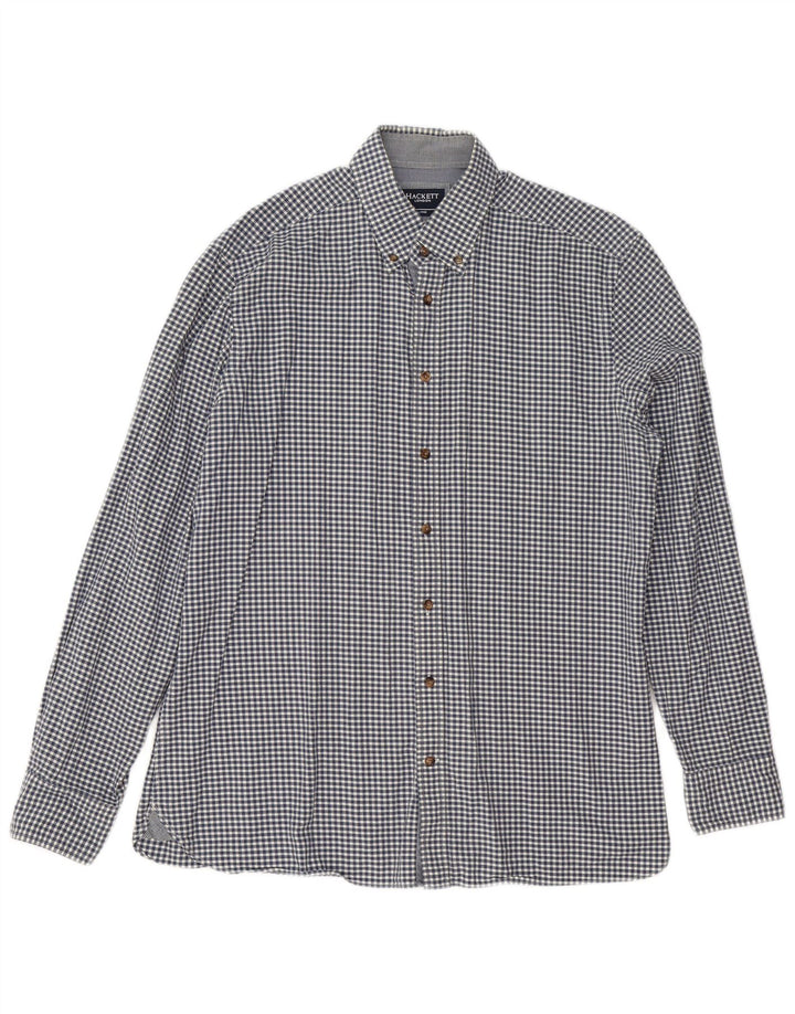 Hackett Herre Slim Fit Skjorte Large Navy Blue Gingham Cotton