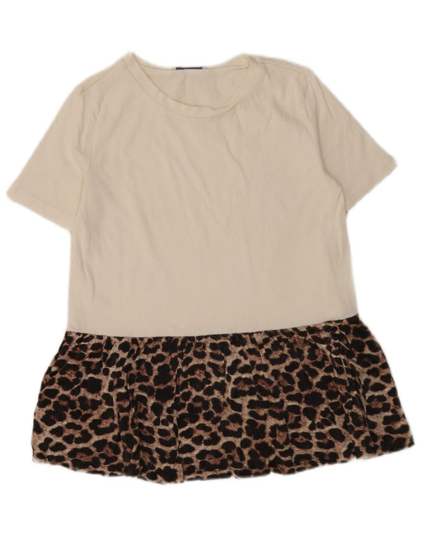 Zara Womens Trafaluc Blouse Top UK 10 Small White Animal Print Cotton