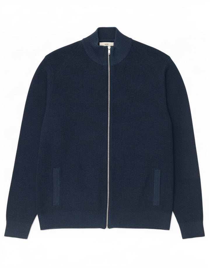 Marks & Spencer herre cardigan sweater 2XL marineblå polyester