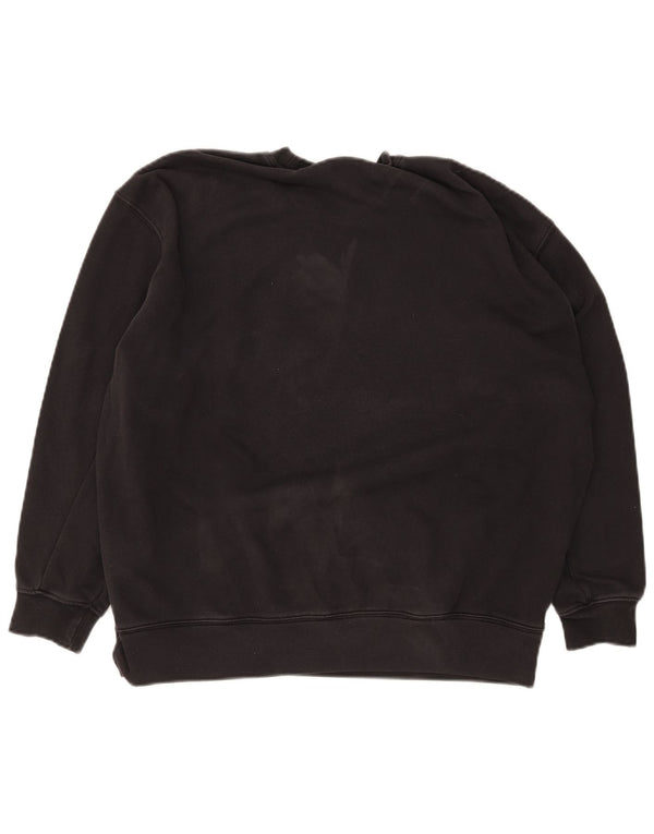Adidas Dame Grafisk Oversized Sweatshirt Jumper UK 12 Medium Sort Bomuld