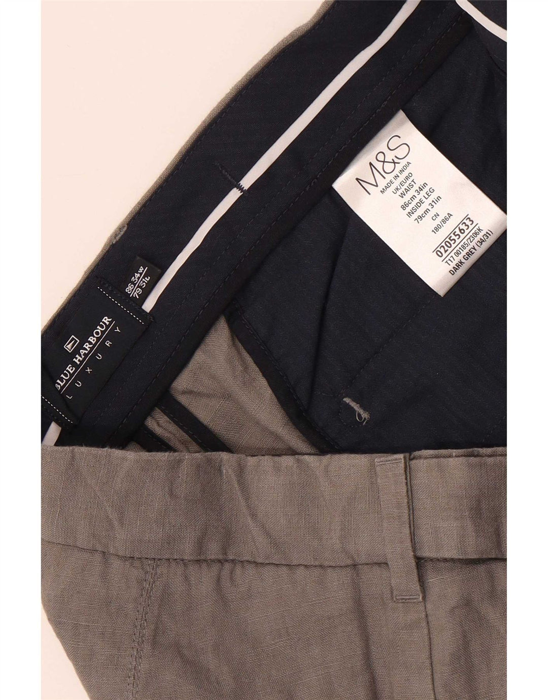 Marks & Spencer Herre Blue Harbor Lige Chinobukser W34 L31 Grå