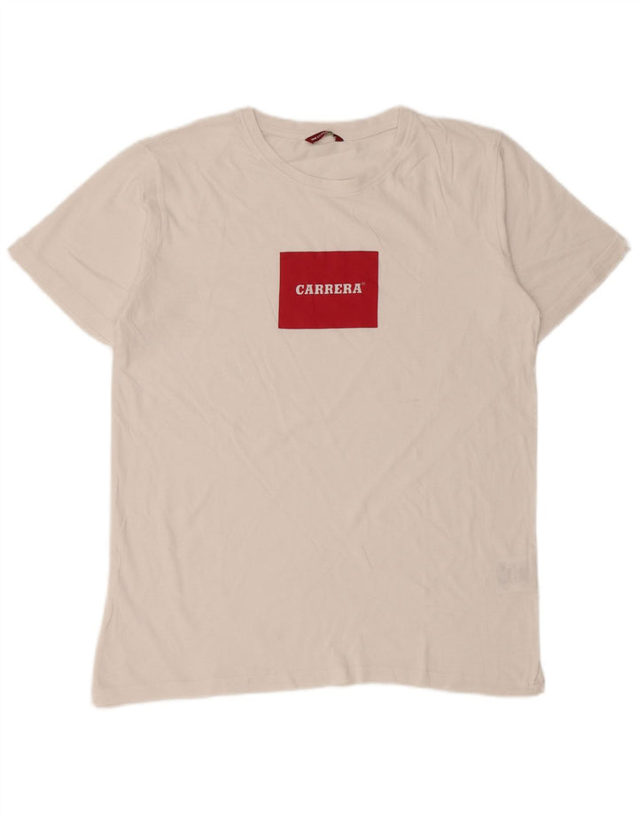 Carrera Herre grafisk T-shirt Top Medium Hvid Bomuld