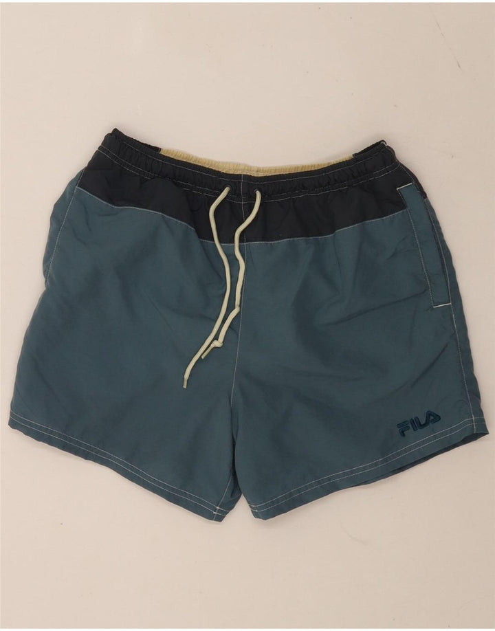 Fila Herre grafiske svømmeshorts XS Blå Colourblock Polyamid