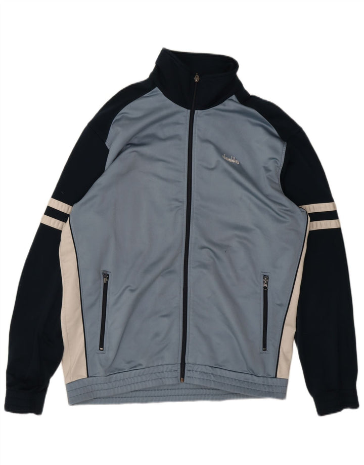 Diadora Træningsdragt til mænd Topjakke UK 44 XL Blå Colourblock Polyester