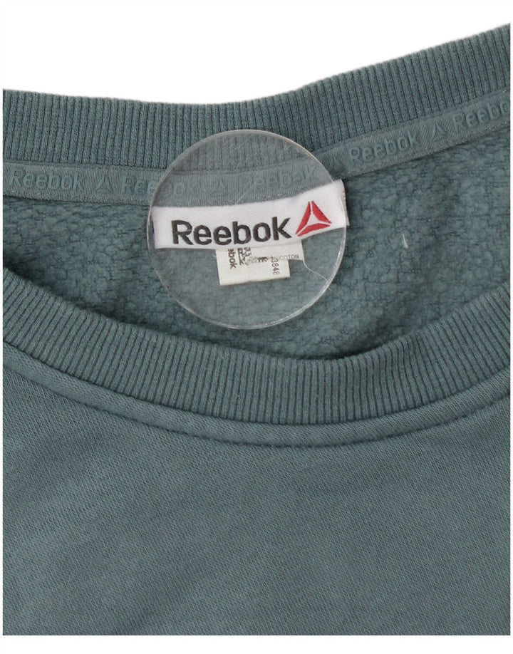 Reebok Dame Grafisk Sweatshirt Jumper UK 14 Large Blue