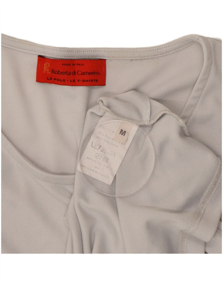 ROBERTA DI CAMERINO Dame T-Shirt Top UK 14 Medium Grå Polyester