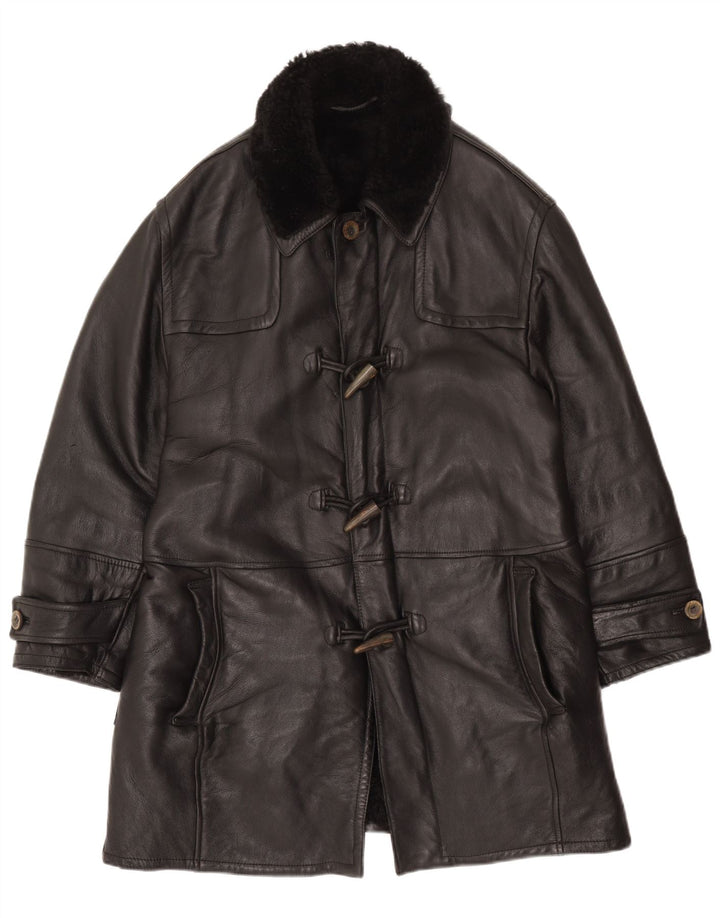Vintage Herre Shearling Overfrakke IT 52 XL Sort Shearling