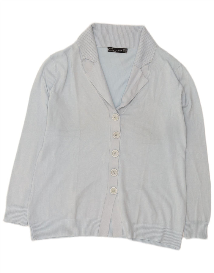 Zara Dame Cardigan Sweater UK 16 Large Blue Rayon