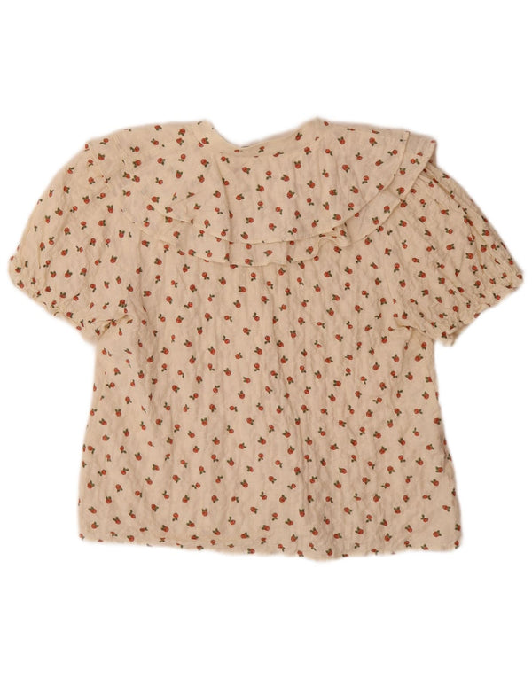 Zara kortærmet skjortebluse til kvinder UK 6 XS Hvid blomster