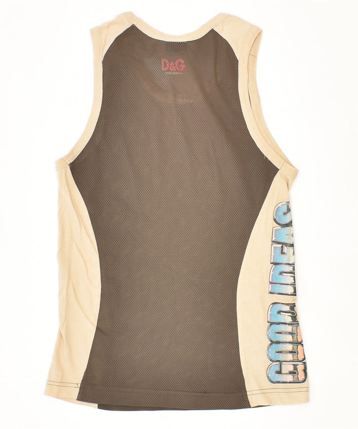 DOLCE & GABBANA Dame Slim Fit Vest Top IT 46 Large Khaki Polyester