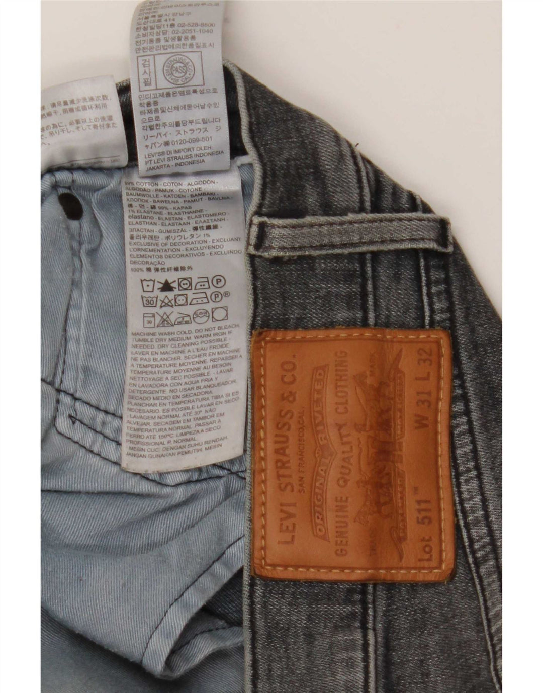 Levi's Herre 511 Slim Jeans W31 L32 Grå Bomuld