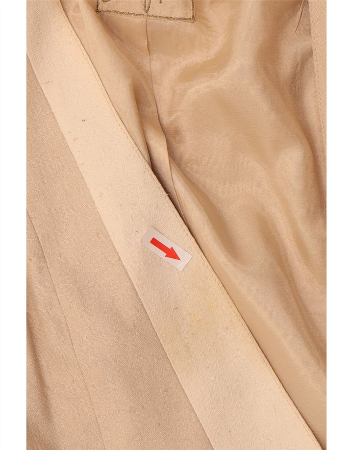Vintage Dame Longline 1 Knap Blazer Jacket UK 10 Small Beige Silk