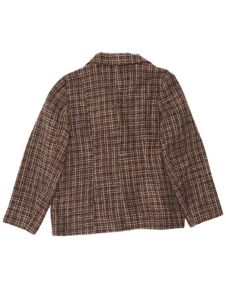 Garderobe til kvinder 2-knaps blazerjakke UK 18 XL brun ternet akryl