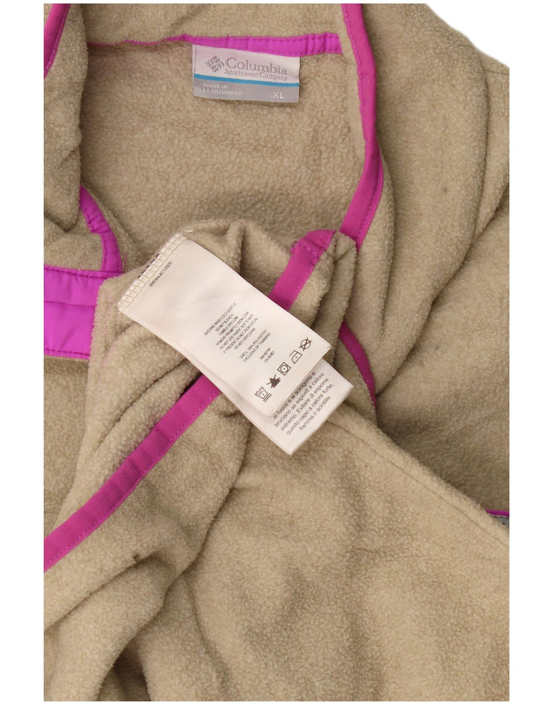 Columbia Womens Button Neck Fleece Jumper UK 18 XL Beige Polyester