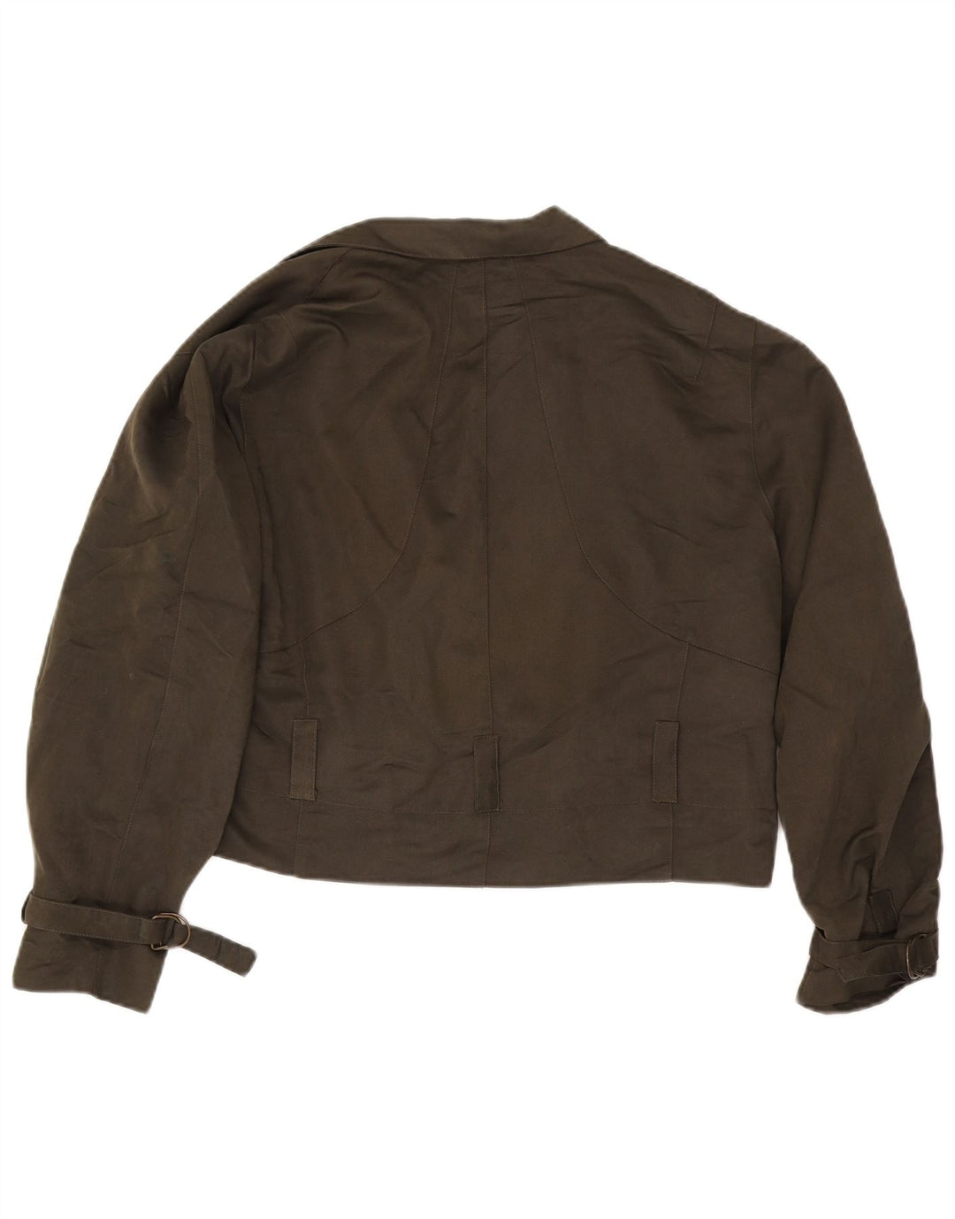 Vintage Womens Crop dobbeltradet jakke UK 18 XL Khaki Viscose