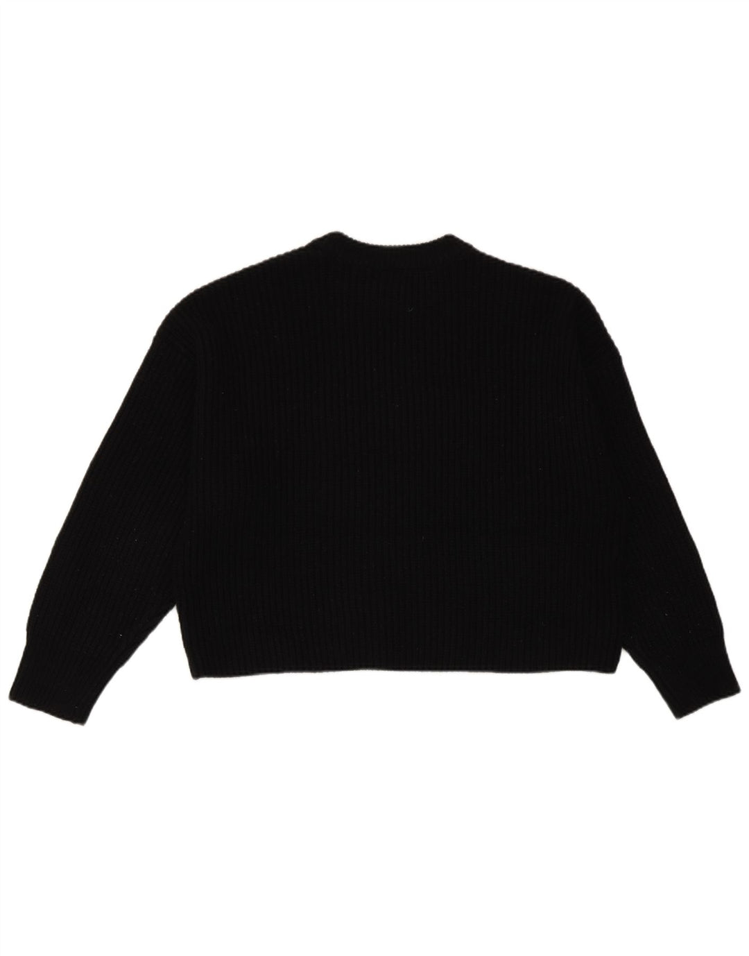 Zara Womens Crop Oversized Crew Neck Jumper Sweater UK 10 Small Black