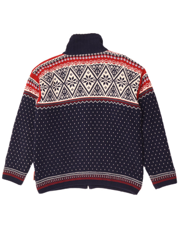 Campagnolo Herre Cardigan Sweater Large Navy Blue Fair Isle Wool