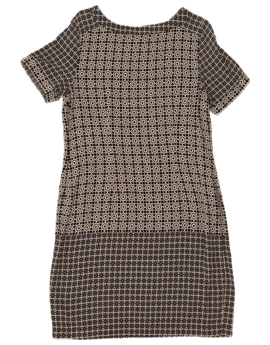 MARKS & SPENCER Kvinder Shift Dress UK 14 Stor sort geometrisk viskose