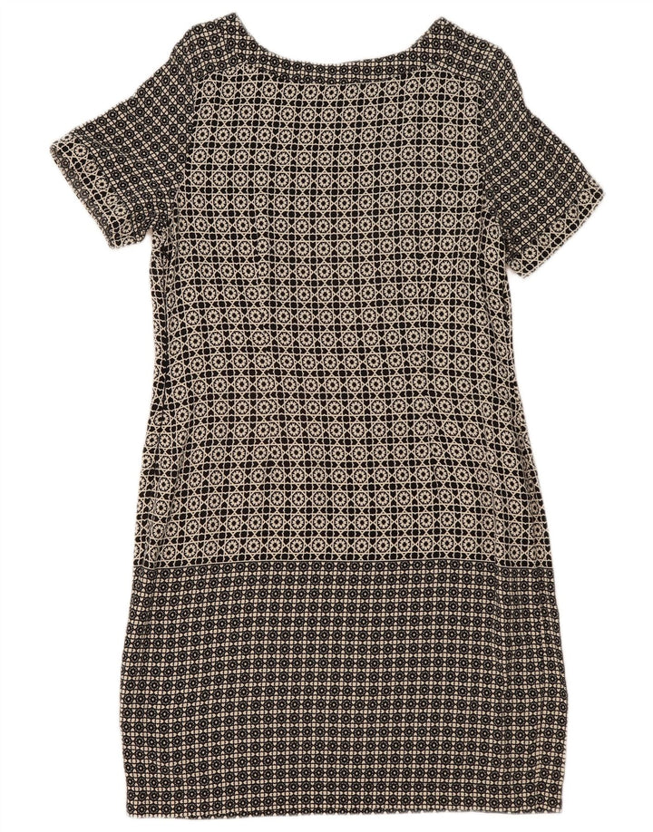 MARKS & SPENCER Kvinder Shift Dress UK 14 Stor sort geometrisk viskose