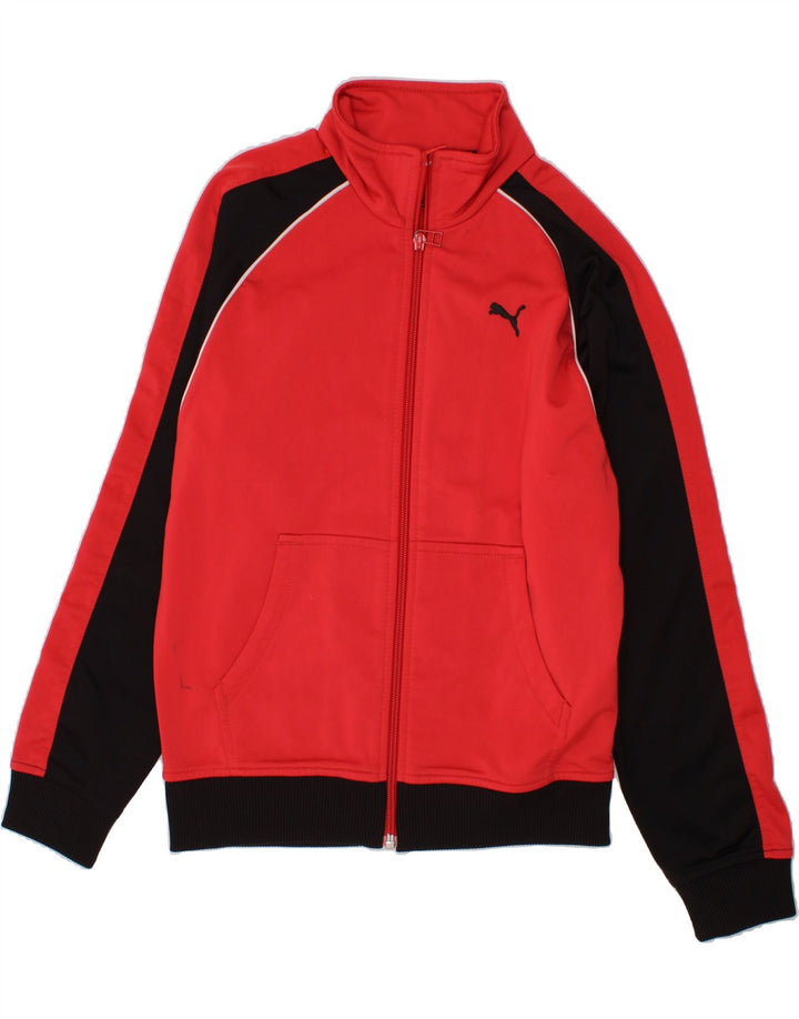 PUMA Boys Tracksuit Top Jacket 9-10 Years Medium Red Colourblock Polyester Vintage Puma and Second-Hand Puma from Messina Hembry 