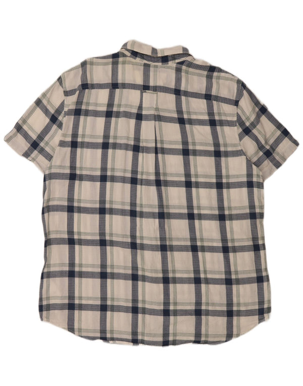 TIMBERLAND Herre Slim Fit kortærmet flannelskjorte 3XL blå ternet bomuld