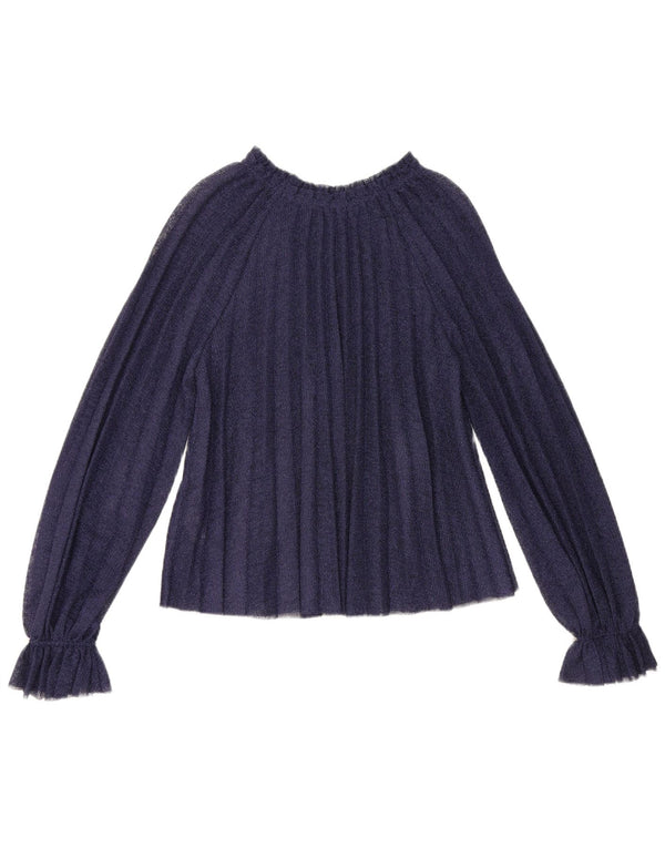 Zara Dame Langærmet Oversized Bluse Top UK 10 Small Navy Blue